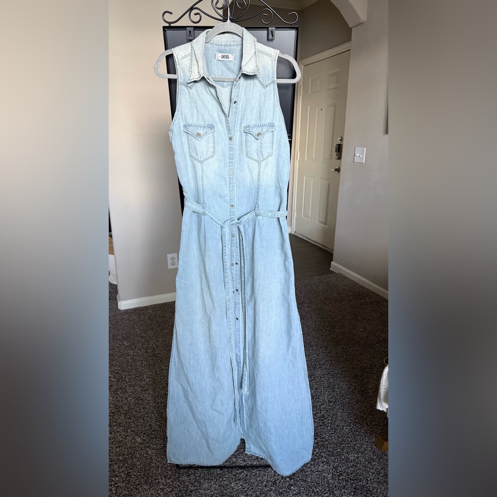 Diesel Light Blue Denim Maxi Dress